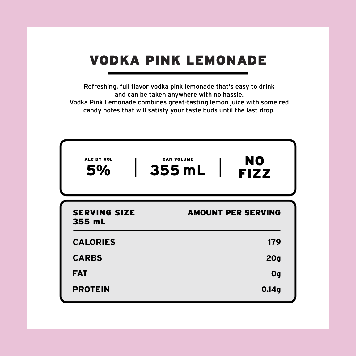 vodka pink lemonade nutrition